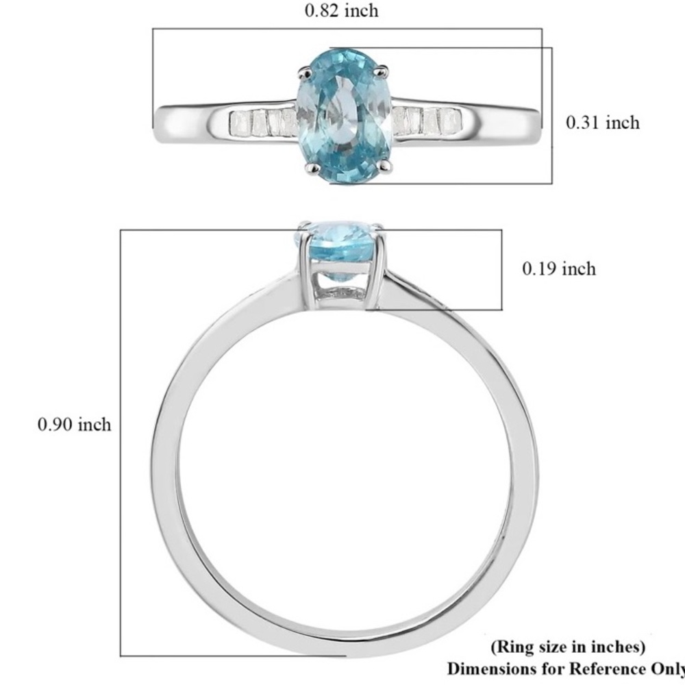 NWT Cambodian Blue Zircon & Diamond Ring in Platinum over .925 Sterling Silver! - Picture 5 of 9